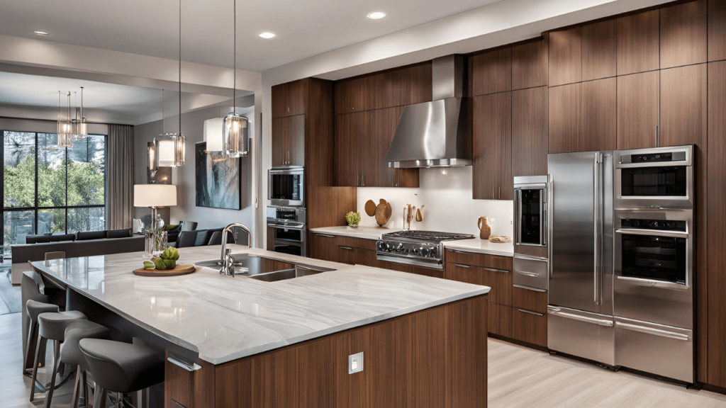 Modern Kitchen Walnut Cabinets