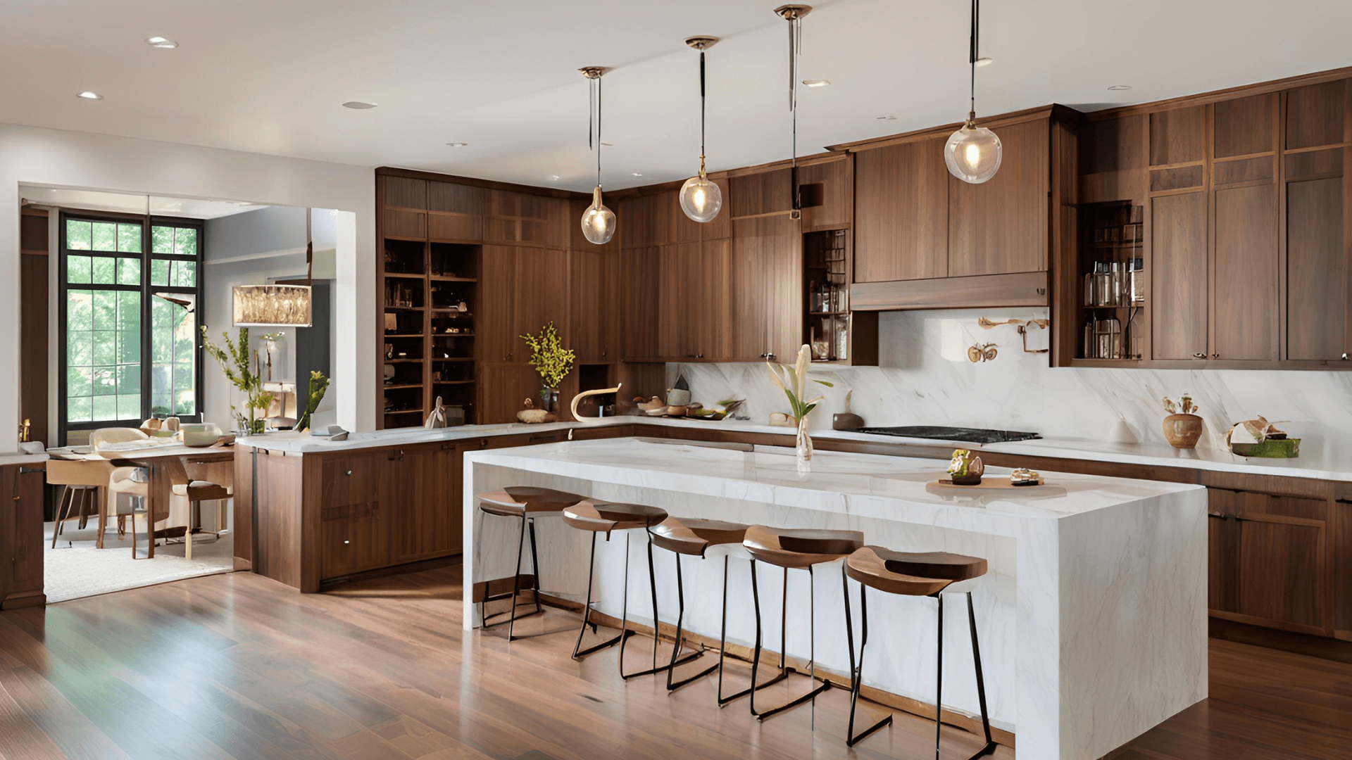 Custom Walnut Kitchen Cabinets