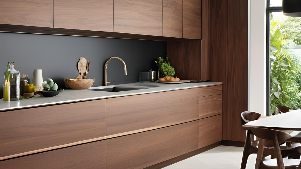 Seamless, Handleless Walnut Cabinets